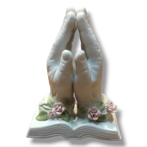 🎉 HP 🎉 Vintage Enesco Porcelain Praying Hands - Picture 1 of 2